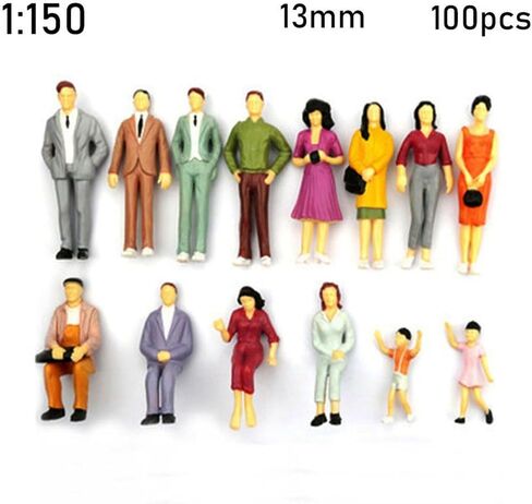 100 Pcs 1:100/1:150/1:75/1:50 Scale People Figures - ABS Building Model Passengers, Painted Train Scenery Figurines, Multicolor Mixed Poses for DIY Layouts (1:100) in Saudi Arabia