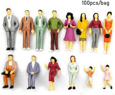 100 Pcs 1:100/1:150/1:75/1:50 Scale People Figures - ABS Building Model Passengers, Painted Train Scenery Figurines, Multicolor Mixed Poses for DIY Layouts (1:100) in Saudi Arabia