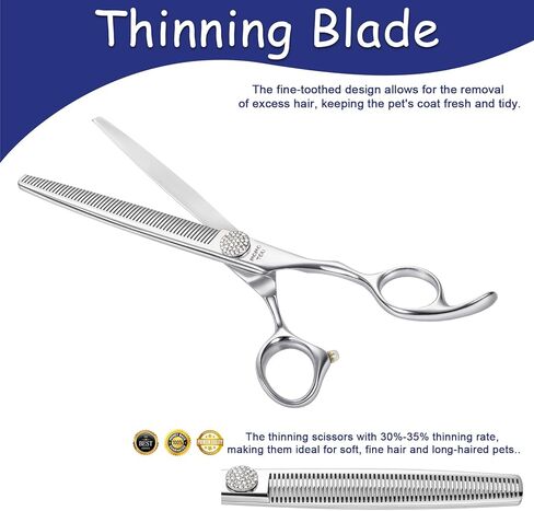 7 '' ترقق الكلاب مقص مع محاكاة الماس 440C من الفولاذ المقاوم للصدأ من السهل استخدام مقصات خلاط أليفة مصقول للحيوان in Kuwait