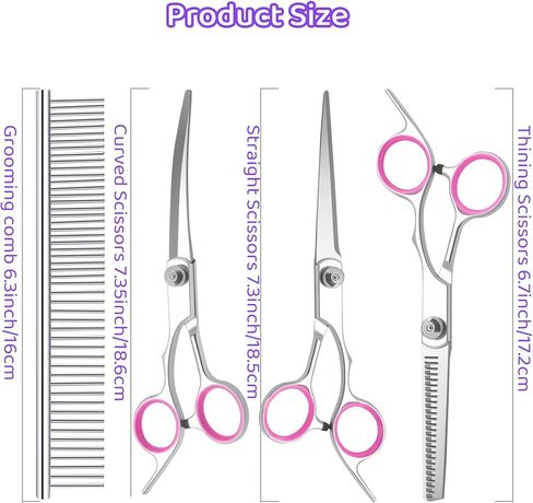 8-in-1 Dog Grooming Kit with Stainless Steel Scissors Professional Dog Trimmer for Grooming Ergonomic Curved Dog Grooming Scissors Perfect for Small and Large Dogs in Kuwait