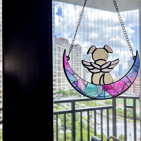 ملون زجاجي الكلب التذكاري مع بطاقة التعاطف ، الهدايا التذكارية للكلاب ، فقدان هدايا تعاطف الكلاب ، هدايا ذكرى الكلاب لمحبي الحيوانات الأليفة ، الحلي التذكارية للكلاب للنافذة ، الفناء ، حديقة شنقا in Kuwait