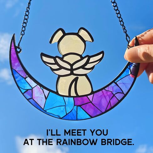 ملون زجاجي الكلب التذكاري مع بطاقة التعاطف ، الهدايا التذكارية للكلاب ، فقدان هدايا تعاطف الكلاب ، هدايا ذكرى الكلاب لمحبي الحيوانات الأليفة ، الحلي التذكارية للكلاب للنافذة ، الفناء ، حديقة شنقا in Kuwait