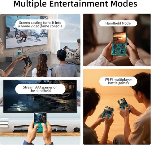 GiipGoop RG35XX Pro Handheld Game Consoles RG35XXPro Retro Gaming Console with 64GB Card 4353 Games Video Game Console Pocket Arcade Support 30+ Simulators WiFi Bluetooth HD Output Transparent Teal in Kuwait