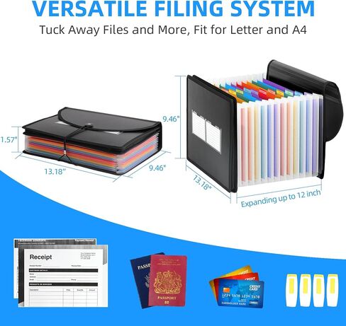TAOZKAM 24 Pockets Accordion File Organizer,Multi-Pockets Expanding Filing Organizer with Labels,Portable Expanding File Folder for Letter A4 Files and More in Saudi Arabia