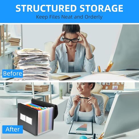 TAOZKAM 24 Pockets Accordion File Organizer,Multi-Pockets Expanding Filing Organizer with Labels,Portable Expanding File Folder for Letter A4 Files and More in Saudi Arabia