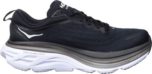 Hoka Women's Bondi 8 Sneaker, Black/White, 6 Wide in Saudi Arabia