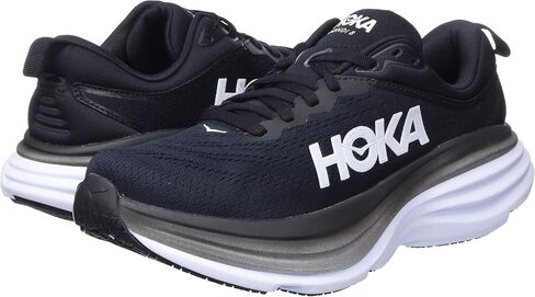 Hoka Women's Bondi 8 Sneaker, Black/White, 6 Wide in Saudi Arabia