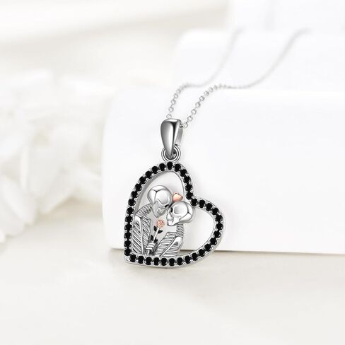 ZPMMPZ Skull Necklace for Men Women 925 Sterling Silver Skull Rose Necklace Skull Rose Red Crystal Necklace Halloween Christmas Birthday Gift in Kuwait