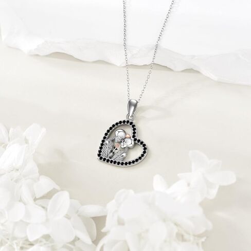 ZPMMPZ Skull Necklace for Men Women 925 Sterling Silver Skull Rose Necklace Skull Rose Red Crystal Necklace Halloween Christmas Birthday Gift in Kuwait