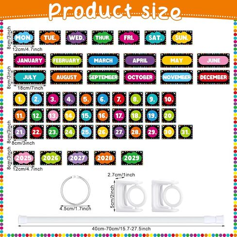 Flip Calendar Bulletin Board Set with Holder Adjustable Calendar Display Holder Includes 55 Date Cards for Preschool School Classroom Wall Decoration(Chalkboard Brights) in Saudi Arabia