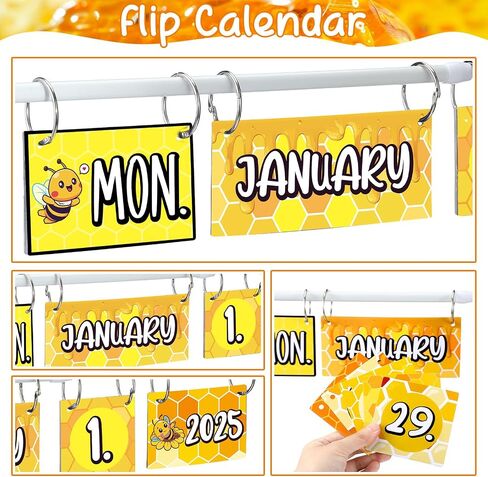 Flip Calendar Bulletin Board With With Holder Adlemable Display Holder يشمل 55 بطاقة تاريخ لزخارف جدار الفصل الدراسي قبل المدرسة (Chalkboard Brights) in Saudi Arabia