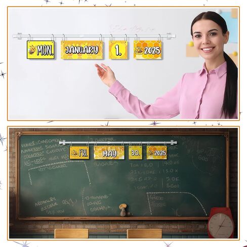 Flip Calendar Bulletin Board With With Holder Adlemable Display Holder يشمل 55 بطاقة تاريخ لزخارف جدار الفصل الدراسي قبل المدرسة (Chalkboard Brights) in Saudi Arabia