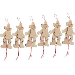 TOYANDONA 6pcs Blank Wooden Clown Marionette Puppets for Interactive Pull String for Creative Play and Family Gatherings for Crafts and Circus Themed Fun