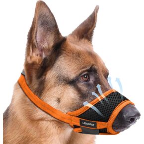 Dog Muzzle, Soft Muzzle for Small Medium Large Sized Dog to Anti & Prevent Biting Barking Chewing, Soft Grooming Muzzle for German Shepherd with Adjustable Strap, Allows Panting and Drinking (Black,L)
