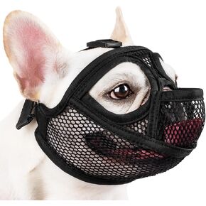 Mayerzon French Bulldog Muzzle ، Pant Pant Mesh Short Snout كمامة للكلاب ذات الوجه المسطح Shih Tzu Pug English Bulldog لزيارة الطبيب البيطري ، يسمح بالشرب ومنع الأكل