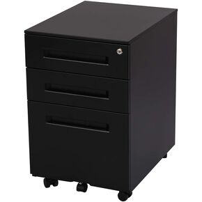 FLEXISPOT Metal File Cabinet for Under Desk Storage Mobile 3 Drawer File Cabinet Round Corner Design Filing Cabinets for Home Office,White