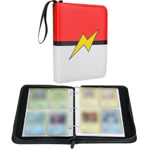 Trading Card Binder 4 Pocket, PU Leather Zip Card Album Holds 400 Cards, Waterproof Card Holder for MTG, TCG, Sports & Game Cards