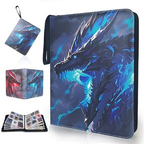 Card Binder 9 Pocket with 50 Removable Sleeves, Collectible Trading Card Albums, 900 Pockets Card Holder Zippered Storage Album for Trading Cards, Sports, and Game Cards (Black-1)