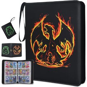 Card Binder with Sleeves - 9-Pockets Card Binder Holder Compatible with TCG Trading Cards, Card Storage Album with Zipper for Boys Girls Organized Holds Up to 900 Cards