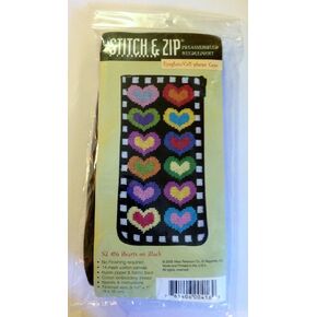 Eyeglass Case - Hearts on Black - Needlepoint Kit