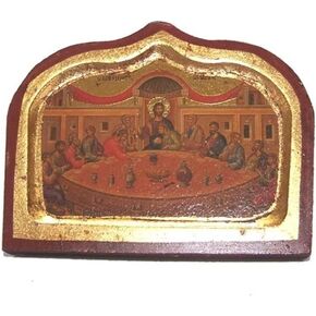 أيقونة Holy Land Market الأخيرة مع أوراق الذهب (الطباعة الحجرية) (12.4 × 10 بوصات)