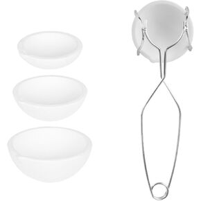 GJ FAFA Ceramic Crucible Bowls Set for Smelting Metal Quartz Crucible Dishs for Melting Gold Silver Brass with Clip Tong Jewelry Refining Melting Casting Crucibles (4Pcs)