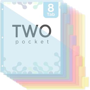 Skydue Pastel Binder Dividers مع علامات تبويب وجيوب - فواصل بلاستيكية ناعمة لثلاثة رنين ، وتشمل 16 ملصقات فهرس فارغة ، لتنظيم المدارس والمكاتب ، الوردي in Kuwait