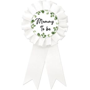 Eucalyptus Mom to Be Tinplate Badge Pin, Leaves Mom to Be Pin for Women, Greenery Gender Reveal Brooch Button Pin, White Rosette New Mom Button for Baby Shower/Newborn Baby Party Celebration