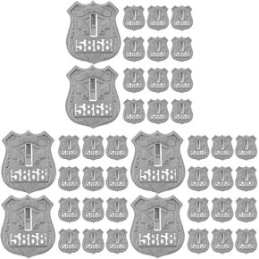 LOGOFUN 60 PCS Small Police Badge Police Cosplay Badge for Kids Polices Badges Prop for Children Role Play Costume Accessories, Size Medium