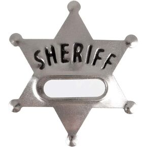 Sheriff Badges for Kids | Pack of 24 | Silver Star with Name Space Party Favor Toys