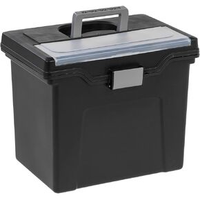 Office Depot Large Mobile File Box, Letter Size, 11 5/8in.H x 13 3/8in.W x 10in.D, Black/Silver, 110987