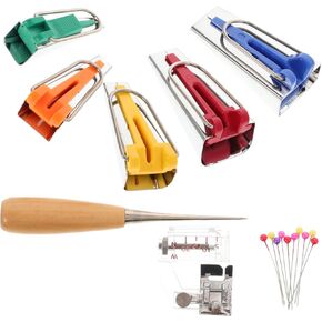 Artibetter 1 Set DIY Fabric Bias Maker Maker Kit Maker Maker Tape Tape للحصول على مشاريع ملزمة للخياطة السريعة بسرعة و