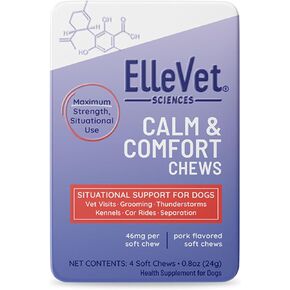 Calming Chews for Dogs – Situational Stress Support – Calm & Comfort for Separation, Fireworks, Vet Visits & Storms – Made in USA – 4-Ct Tin