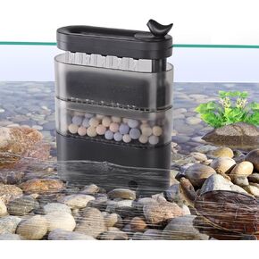 AQQA 160GPH Turtle Tank Filter for 8-30 Gallon, Turtle Filter Low Water Filter Circulation Filtration Water Changing and Adjustable Flow, Silent Turtle Water Filter for Fish Tank Reptile Shrimp Frog