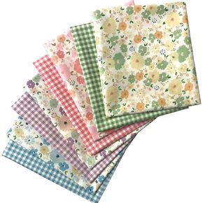 8 Pieces 18" x 22" (46cm x 56cm) Cotton 100% Floral Printed Sewing Supplies Fabric for Quilting Patchwork, DIY Craft, Scrapbooking Cloth