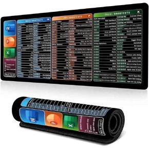 Excel Cheat Sheet Desk Pad, Updated Shortcuts Mouse Pad (31.5"x11.8") | Keyboard Shortcut & XL Gaming Desk Mat for Office/Home | Non-Slip Stitched Edges, Spill-Proof | Employee Appreciation Gifts
