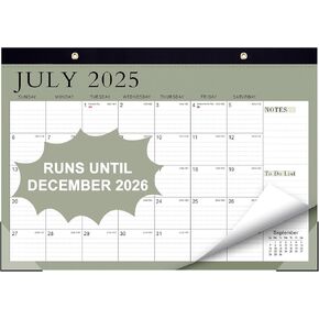 Desk Calendar 2025-2026, 18 Months Calendar Runs from July 2025 to December 2026, 17" x 12" Desktop Monthly Planner with To-Do List and Notes, Monthly Calendar for Home School Office Desk