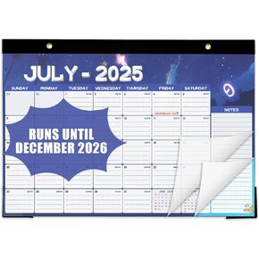 Calendar 2025-2026,18 Mouths From July 2025 To December 2026 Large 17''x12'' Desktop/Wall Mouthly Calendar for Office, Home, School