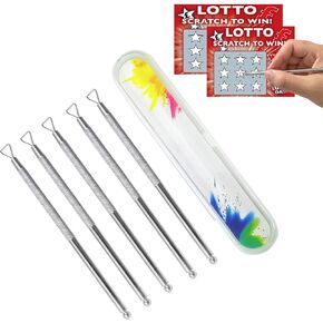 5Pcs Lottery Ticket Scratcher Tool, Stainless Steel Lottery Scratcher Tool, Scratch Off Tool, Ergonomic Ticket Scraper, Suitable for Lottery Enthusiasts Lottery Scraper Tool ﻿