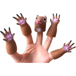DR DINGUS Squirrel Finger Puppets (5 Piece) Great for Kids Party Favors, Treasure Box Prizes, Goodie Bag Fillers, Family Fun