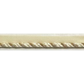 Twist Cord with Metallic Lip Piping Trimming - 8 Continuous Yards! (White/Gold)
