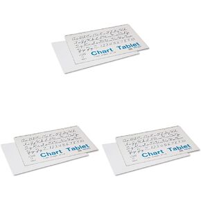 Pacon 74620 Chart Tablets w/Cursive Cover, Ruled, 24 x 16, White, 25 Sheets (Pack of 3)