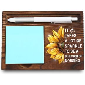 Director of Nursing Gift, Sunflower Desk Decor with Inspirational Message for Healthcare Leaders, Appreciation Present for Nurse Directors, Wooden Sticky Note Holder, 6.5×4.8×0.8 inch,LQQ118