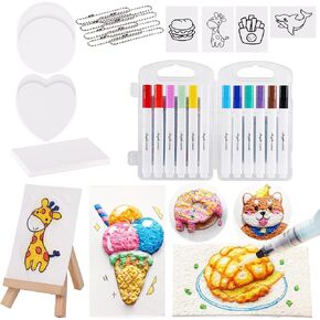 Helmxlnq Magic Puffy Paint ، مجموعة طلاء نسيج الرغوة ، بما في ذلك ورقة نسيج الرغوة 16 PCS ، طقم طلاء مملوء