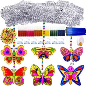 AUEKIV 30 Sets Suncatcher Kit Mandala Suncatchers Window Art Paint Sun Catcher DIY Craft Kits Flower Suncatcher Kit for Summer Decoration Classroom Home Activity Art Project Birthday Party Favors