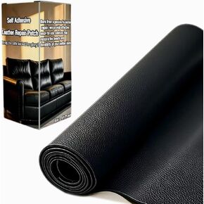 Self Adhesive Leather Repair Patch, 4 x 61 inch, Durability Leather Repair Tape, Easy-to-Stick, Vinyl Leather Repair Kit for Furniture, Car Seats, Handbags, Couch(Black)
