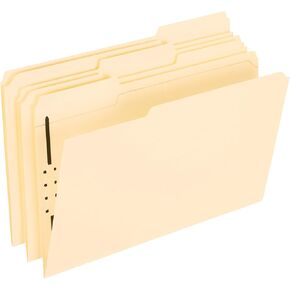 Office Depot Manila Fastener Folders, 1 Fastener, 1/3 Tab, Legal Size, Box of 50, ODFM310