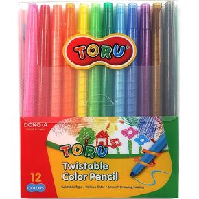 LENITH Twistable Color Pencils Set of 12 Colors No Stains On Hands Slim Shape Color Pencil Korean Stationery
