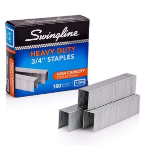 Swingline Premium 2-Pack Staples, Heavy Duty, 3/4" Length, 160 Sheet Capacity, 100/Strip, 1000/Box, 1 Pack (35319)