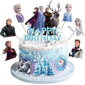 9Pcs Happy Birthday Party Cake Toppers Decorations, Blue Cupcake Toppers For Cakes,Birthday's Celebrations